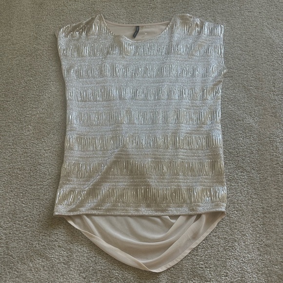 San Joy Tops - San Joy Cream Asymmetrical Sleeveless Muscle Tee